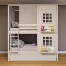 Treliche Casinha 2 Janelas Cortina Madeira Branco