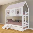 Treliche Casinha Bela Com Coração Kit Escada/escorregador - Madeira Maciça Branco/rosa Housin