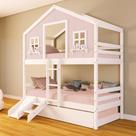 Treliche Casinha dos Sonhos com Escada/ Escorregador Madeira Maciça Rosa/ Branco Housin Treliche Casinha dos Sonhos com Escada/ Escorregador Madeira Maciça Rosa/ Branco Housin