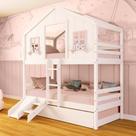 Treliche Casinha Dos Sonhos Com Kit Escada/ Escorregador Madeira Maciça Branco/ Rosa Megamobilia