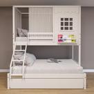 Treliche Casinha Reta Casal/ Solteiro com Cortina Madeira Maciça Branco Housin