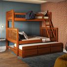 Treliche Com Cama De Casal Castanho Claro C- Cama Auxiliar 3 Gavetas Madeira Pinus