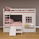 Treliche Infantil Com Janela Escorregador E Cortina Madeira Maciça Branco/ Rosa Housin Treliche Infantil Com Janela Escorregador E Cortina Madeira Maciça Branco/ Rosa Housin