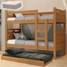 Treliche Moderno Multifuncional Vira Duas Camas 3 em 1 com Cama Auxiliar + 3 Colchões D33