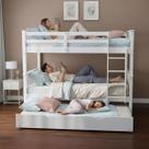 Treliche Solteiro Com Cama Auxiliar De Madeira Maciça Adulto Branco