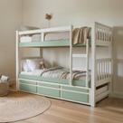 Treliche Solteiro Madeira Maciça com Cama Auxiliar e 3 Gavetas Branco/Verde Treliche Solteiro Madeira Maciça com Cama Auxiliar e 3 Gavetas Branco/Verde