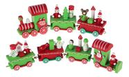 Trem De Madeira Natalino Decoração 7 Vagões Zein 40cm