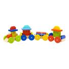 Trem Grande Madeira 4 Vagões Formas Brinquedo Educativo Pedagógico