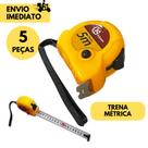 Trena 5 Metros x 24 mm de Metal Kit com 5 Und c/ Trava Freio Manual, Agilidade na Aferição das Medid Trena 5 Metros x 24 mm de Metal Kit com 5 Und c/ Trava Freio Manual, Agilidade na Aferição das Medid