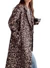 Trench Coat utcoco Leopard Long Wool para mulheres Coffee XS