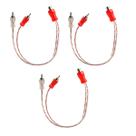 Tres Cabo Y Rca Automotivo Banhado Ouro Tech One 2 Machos 1 Fêmea Blindado Vermelho e Transparente