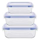 Tres Potes Hermeticos de Vidro retangular 330/600/1040ML