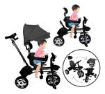 Triciclo Carrinho Infantil Empurrador Cestinha Pedal Preto