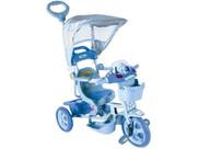 Triciclo com capota e.t. azul com luz e som passeio bel fix