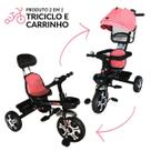 Triciclo de empurrar zupa happy 2 em 1 com capota rosa importway