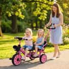 Triciclo Duplo Infantil 2 Lugares com Empurrador Tipo Carrinho Bicicleta Passeio Cesto Campainha e Haste Guia Triciclo Duplo Infantil 2 Lugares com Empurrador Tipo Carrinho Bicicleta Passeio Cesto Campainha e Haste Guia