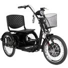 Triciclo Elétrico 800W Ré Farol e Alarme Fox Preto com Cestinha