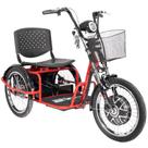 Triciclo Elétrico 800W Ré Farol e Alarme Fox Vermelho com Cestinha