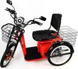Triciclo Elétrico 800W Smart Brasil Com Suspensão Independente e Ré - Cor Vermelho Com Farol/Alarme