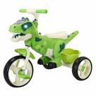 Triciclo Infantil Dinossauro Verde Com Som E Luz Olhos Que Acende Cestinha Traseira