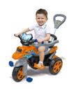 Triciclo Moto Infantil Andador Com Empurrador Direcionável Laranja Trail Maral ate 30kg a partir de 12 meses Triciclo Moto Infantil Andador Com Empurrador Direcionável Laranja Trail Maral ate 30kg a partir de 12 meses