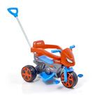 Triciclo Moto Rider Andador Azul c/ Haste Direcional e Apoio para Pés Usual Brinquedos - 896