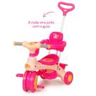 Triciclo Motoca Totoca Infantil Com Haste e Barra de Proteção Removível Toy Menina Rosa Urban Baby