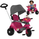 Triciclo Passeio e Pedal Bandeirante Velobaby com Capota Rosa