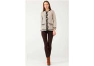 Trico Cardigan Feminino Com Detalhado Couro Marrom&Vison - S