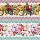 Tricoline Digital Barrado Floral Esplendor 55cm x 1,50m - 100% Algodão