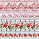 Tricoline Digital Barrado Floral Pétalas de Amor 55cm x 1,50mt - 100% Algodão