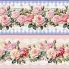 Tricoline Digital Barrado Flores Delicadas 55cm x 1,50m - 100% Algodão