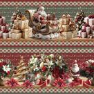 Tricoline Digital Barrado Natal Encantos de Noel 55cm x 1,50m - 100% Algodão