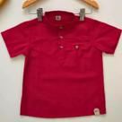 Tricoline vermelho liso bata camisa social infantil masculina manga curta natal formatura Tricoline vermelho liso bata camisa social infantil masculina manga curta natal formatura