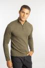 Tricot liso meio ziper verde musgo -