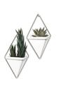 Trigg Conjunto Com 2 Vasinhos de Parede Branco e Prata em Cerâmica e Metal Umbra