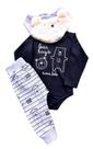 Trijunto Bebê Masculino Body/Bandana + Calça Time Kids