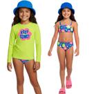 Trijunto Menina BGR Camiseta e Biquíni em Malha Splash c/Proteção UV50+ Tamanho:12Cor:AMARELO