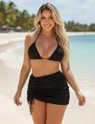 Trikini Feminino Conjunto De Bikini asa delta Com Bojo Preenchimento removivel Calcinha tanga de vestir sem amarrar Com Saia Puxe
