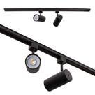 Trilho Eletrificado 1m + 2 Spot Preto + 2 LED Branco Frio Par20 ST2299