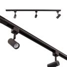 Trilho Eletrificado 1m + 3 Spot Preto Alumínio + 3 LED MR11 BFrio ST2289