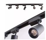 Trilho Eletrificado 1m + 5 Spot Led 7w 4000k Bivolt Preto