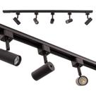 Trilho Eletrificado 1m + 5 Spot Preto Alumínio + LED MR11 BQuente ST2289