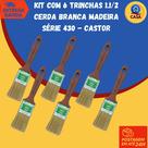 Trinchas Pratica 1.1/2" Cerda Branca Madeira Série 430 Castor - Kit com 6 unidades