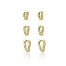 Trio Argolas Coração com Zircônia Branca Banhado a Ouro 18k