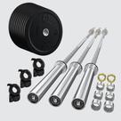 Trio Barra Olímpica Feminina Com 10un anilha 5kg + presilha jawhold
