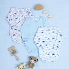 Trio Body Bebê Ribana Malha Macia Prático de Vestir Estilo Moderno e Elegante Azul