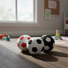 Trio Bola De Futebol De Pelúcia Colorida Vermelha Branca