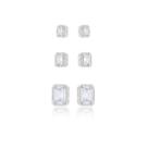 Trio Brincos Retangular Cravejado com Zirconias Prata 925
