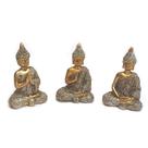 Trio buda decorativo Enfeite Resina Meditando kit com 3 modelo a escolher Budismo Sabedoria Monge Hindu Sábio Bebê B98